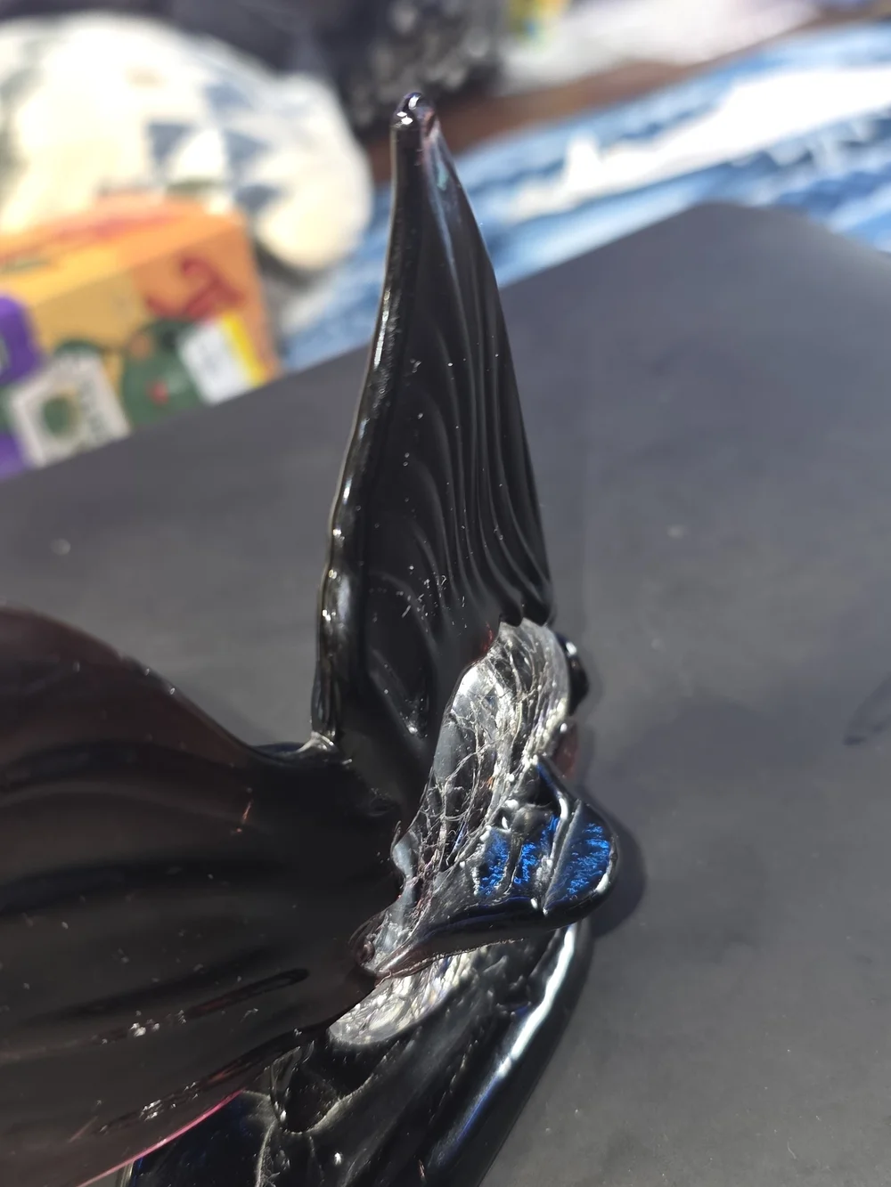 Black Glass Angelfish Aquarium Accent - Decorative Fish Figurine